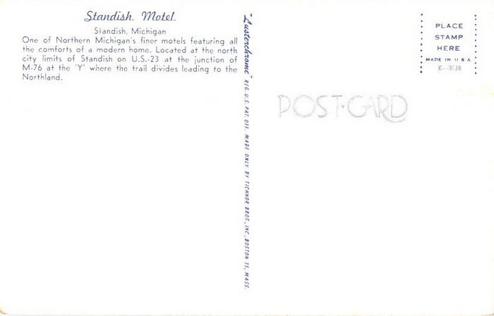 Standish Motel - Vintage Postcard